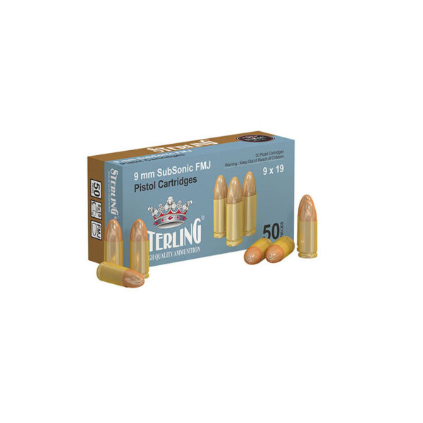 STERLING 9×19 mm Subsonic FMJ Tabanca Fişeği